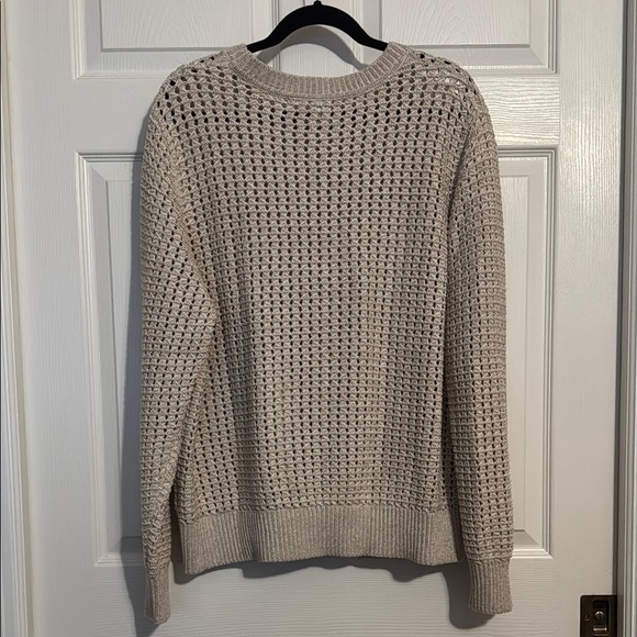 Gap Crochet Shine Ecru and Gold thread Crew Neck Sweater - Picture 3 of 4
